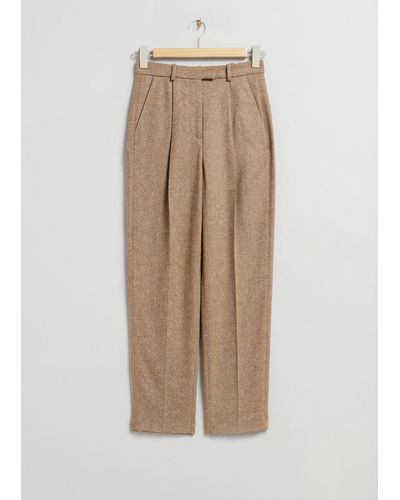 & Other Stories Tapered Tweed Trousers - Grey