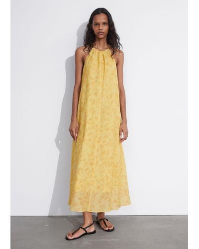 & Other Stories Sleeveless Halterneck Midi Dress - Yellow