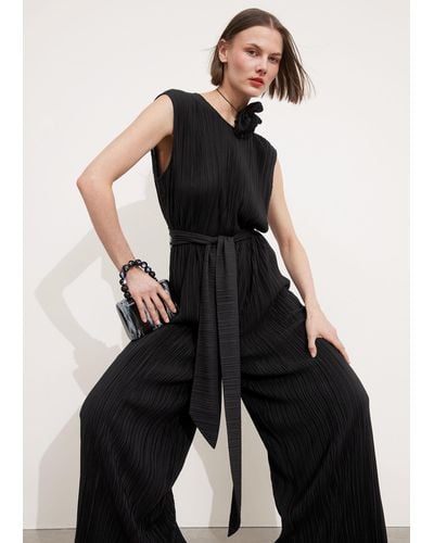 & Other Stories Pleated Palazzo Jumpsuit - Black