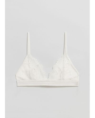 & Other Stories Oceanic Lace Soft Bra - White