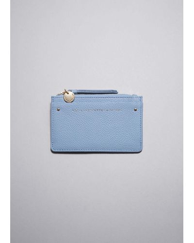 & Other Stories Leather Card Wallet - Blue