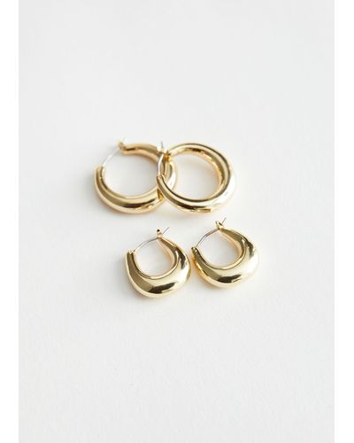 & Other Stories Chunky Hoop Earrings Set - Metallic