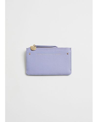 & Other Stories Leather Card Wallet - Blue