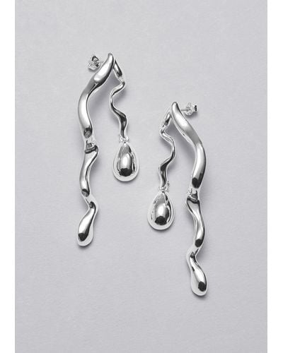& Other Stories Dripping Pendant Earrings - Grey