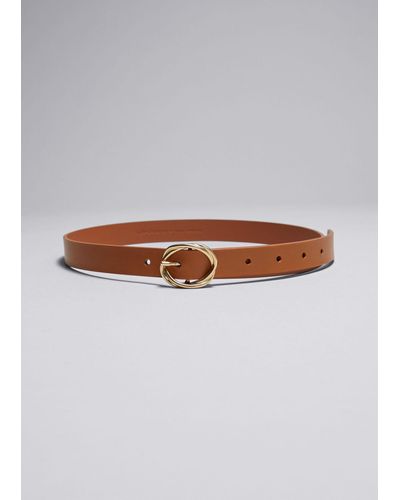 & Other Stories Knot-buckle Leather Belt - Gray