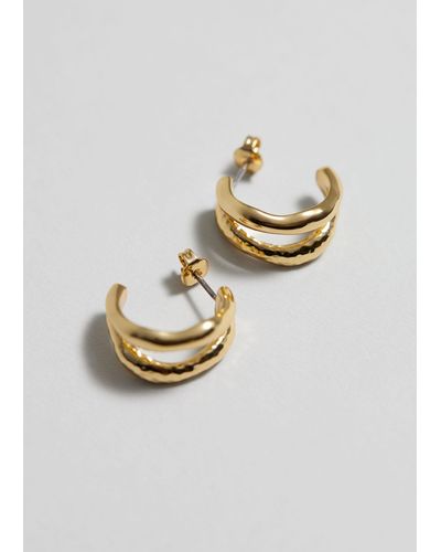& Other Stories Mixed Texture Hoop Earrings - White