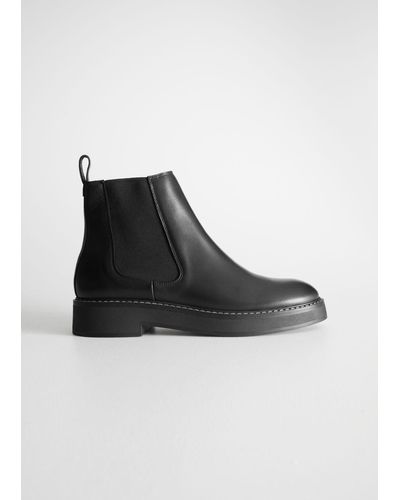& Other Stories Leather Chelsea Boots - Black