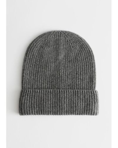 & Other Stories Ribbed Cashmere Knit Beanie - Gray