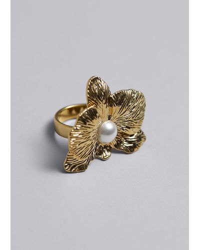 & Other Stories Flower Blossom Ring - Metallic
