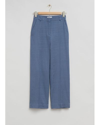 & Other Stories Straight Mid-waist Press Crease Pants - Blue