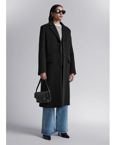 & Other Stories Single-breasted Wool Coat - Black