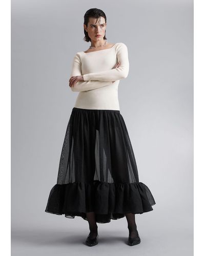 & Other Stories Sheer Tiered Maxi Skirt - Black