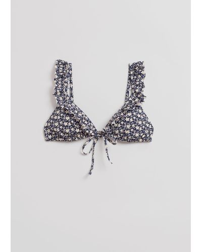 & Other Stories Frilled Triangle Bikini Top - Brown