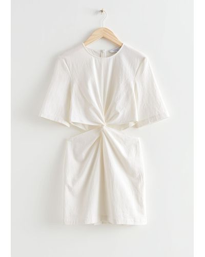 & Other Stories Cut-out Waist Mini Dress - White