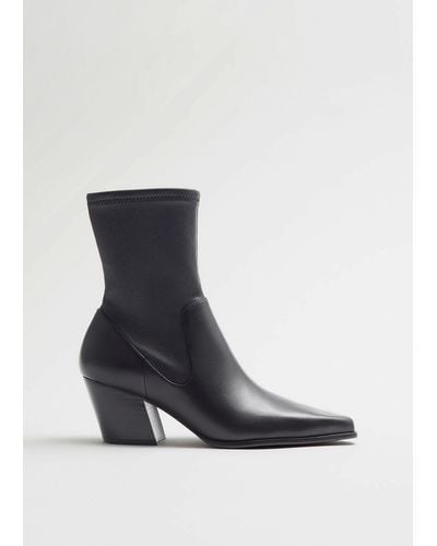 & Other Stories Pointed Leather Boots - Blue