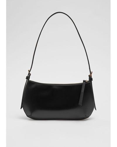 & Other Stories Glossed-leather Shoulder Bag - Black