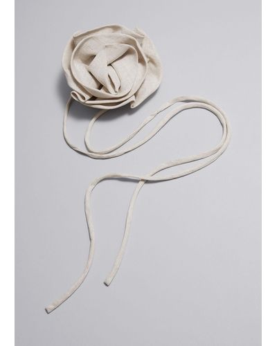 & Other Stories Large Linen Rose Choker - Grey