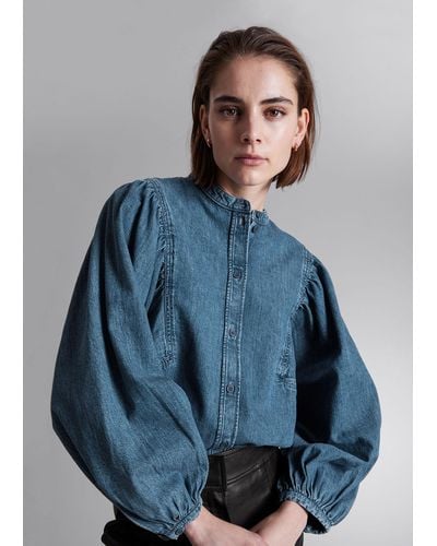 & Other Stories Puff-sleeve Blouse - Blue