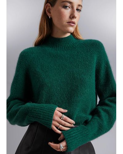 & Other Stories Mock Neck Wool Jumper - Green