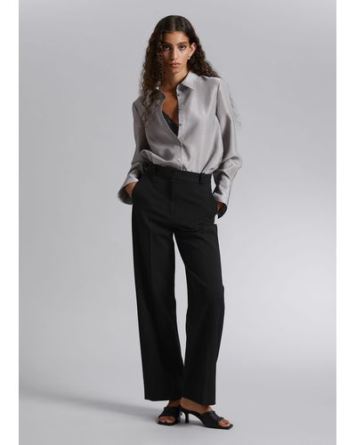 & Other Stories Wide Press Crease Trousers - Black