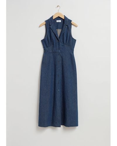 & Other Stories Collared Midi Shirt Dress - Blue