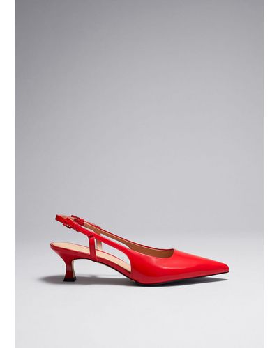 & Other Stories Pumps Aus Leder Mit Fersenriemen - Rot