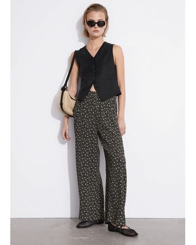 & Other Stories Wide Printed Pants - Grey