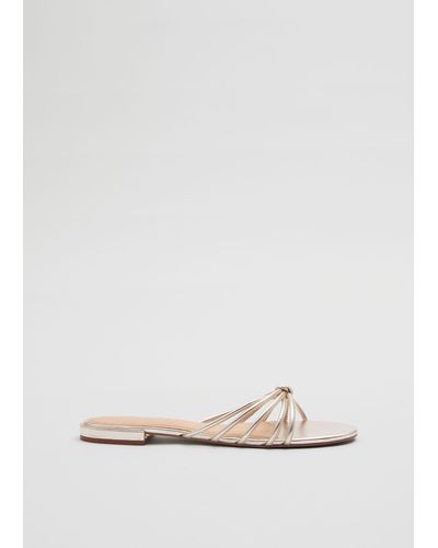 & Other Stories Strappy Leather Slides - White