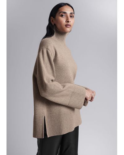 & Other Stories Oversized Turtleneck Merino Jumper - Natural