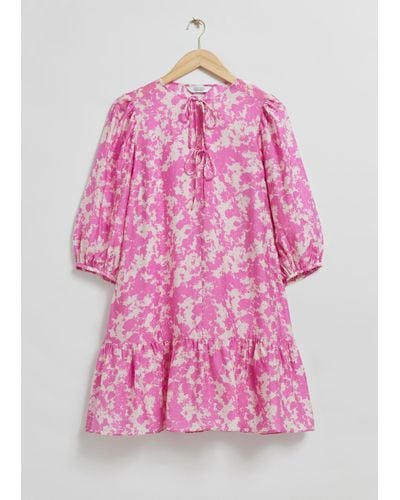 & Other Stories Loose-fit Puff Sleeve Dress - Pink