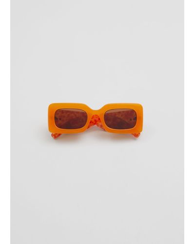 & Other Stories Rectangular Thick Frame Sunglasses - Orange