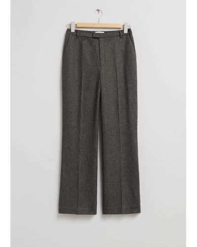 & Other Stories Slim Flared Tailored Trousers - Grey