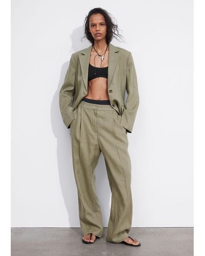 & Other Stories Wide Linen Trousers - Natural