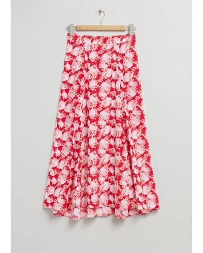 & Other Stories High Waist Printed Flared Skirt