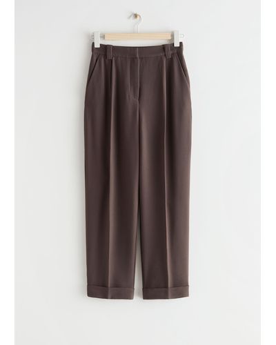 & Other Stories Tapered High Waist Trousers - Brown