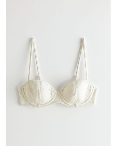 & Other Stories Textured Padded Bikini Top - White