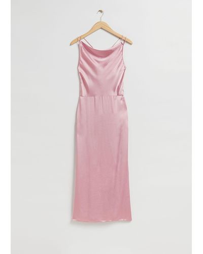 & Other Stories Cowl-neck Satin Dress - Pink