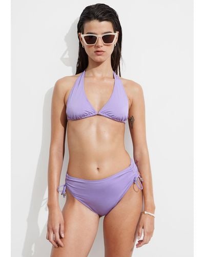 & Other Stories Halterneck Triangle Bikini Top - Purple