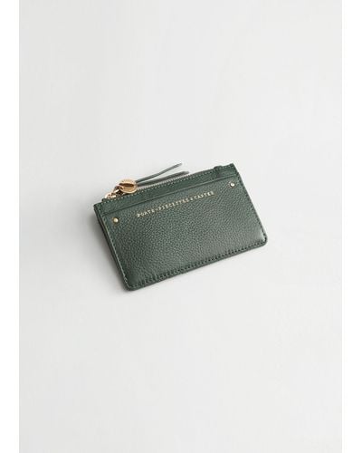 & Other Stories Leather Card Wallet - Green