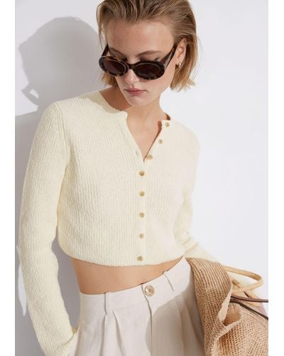 & Other Stories Cropped Rib-knit Cardigan - Natural