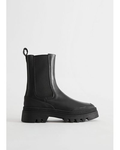 & Other Stories Chunky Chelsea Leather Boots - Black