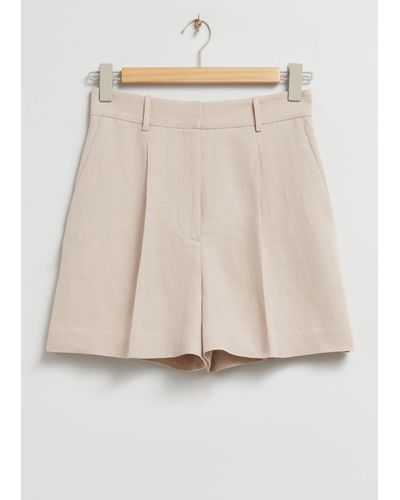 & Other Stories Pleated Silk Shorts - Natural