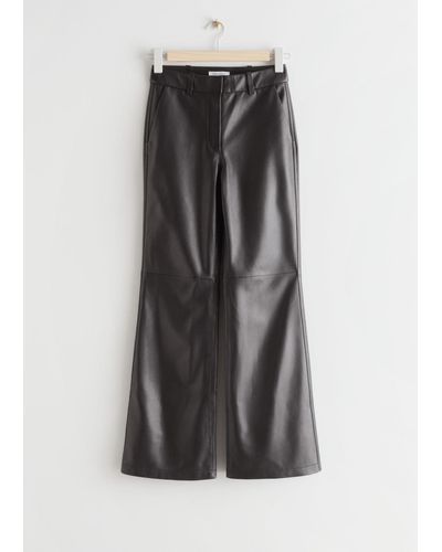 & Other Stories Flared Leather Pants - Black