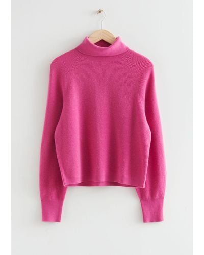 & Other Stories Cashmere Turtleneck Sweater - Pink