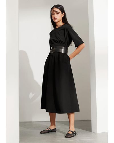& Other Stories Short-sleeve Midi Dress - Black
