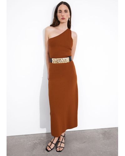 & Other Stories One-shoulder Midi Dress - Brown