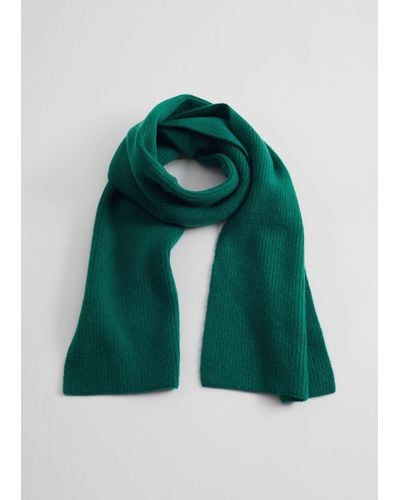 & Other Stories Cashmere Knit Scarf - Green