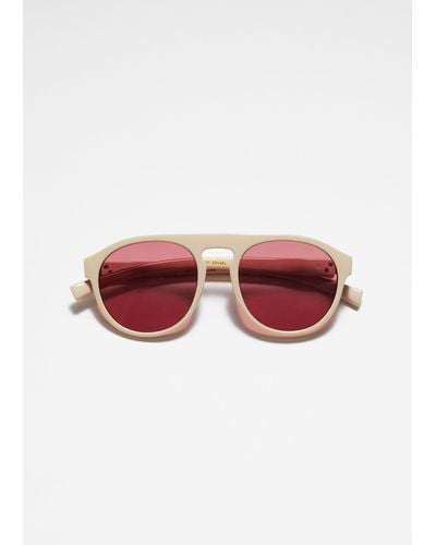 & Other Stories Rounded Aviator Sunglasses - Red