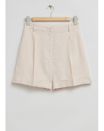 & Other Stories Tailored Wide-leg Linen Shorts - Natural