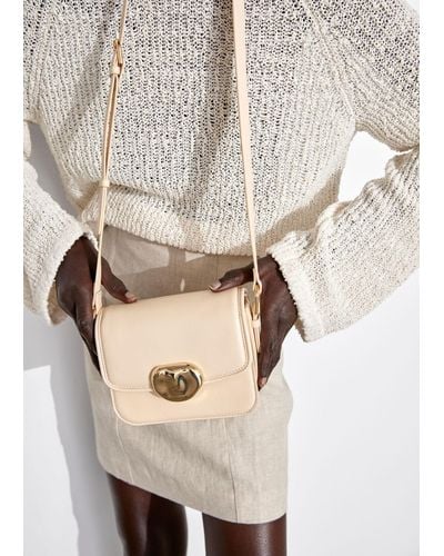 & Other Stories Small Sculptural-buckle Leather Bag - Natural